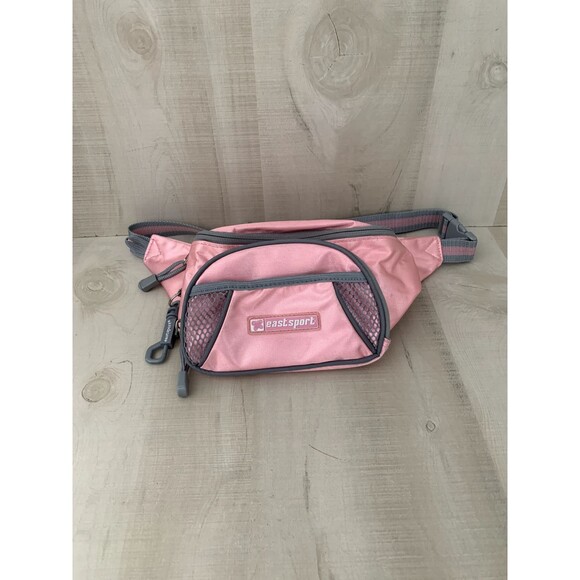Vintage EastSport Gray & Pink Waist Fanny Pack With Extra Pocket Pouch 90s - Picture 1 of 13